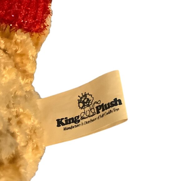 Vtg 2002 King Plush Christmas Reindeer Plush Toy Santa Hat & Scarf Ages 3+ 12” - Picture 4 of 7